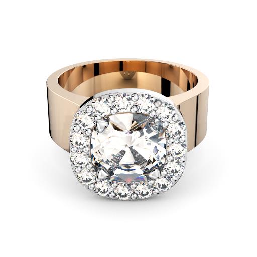 Perth diamond company halo cushion wide band diamond ring front page view