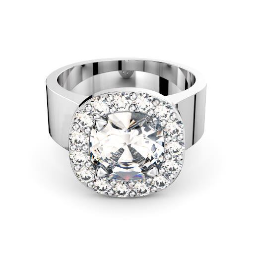 Perth diamond company halo cushion wide band diamond ring front page view