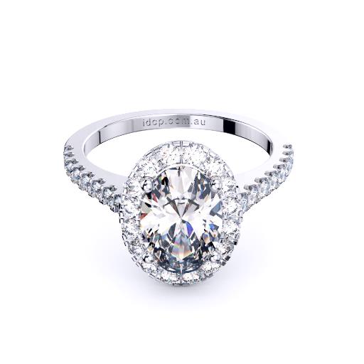 Perth diamond company halo oval diamond ring front page view