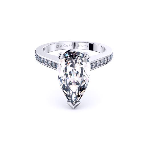 Perth diamond company classic pear diamond with diamond set ring front view