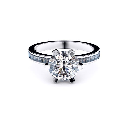Perth diamonds engagement ring round solitaire with princess cut band lay down view
